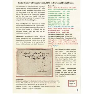 Postal History of County Cork, 1696 to Universal Postal Union Brian Callan – International Large Gold